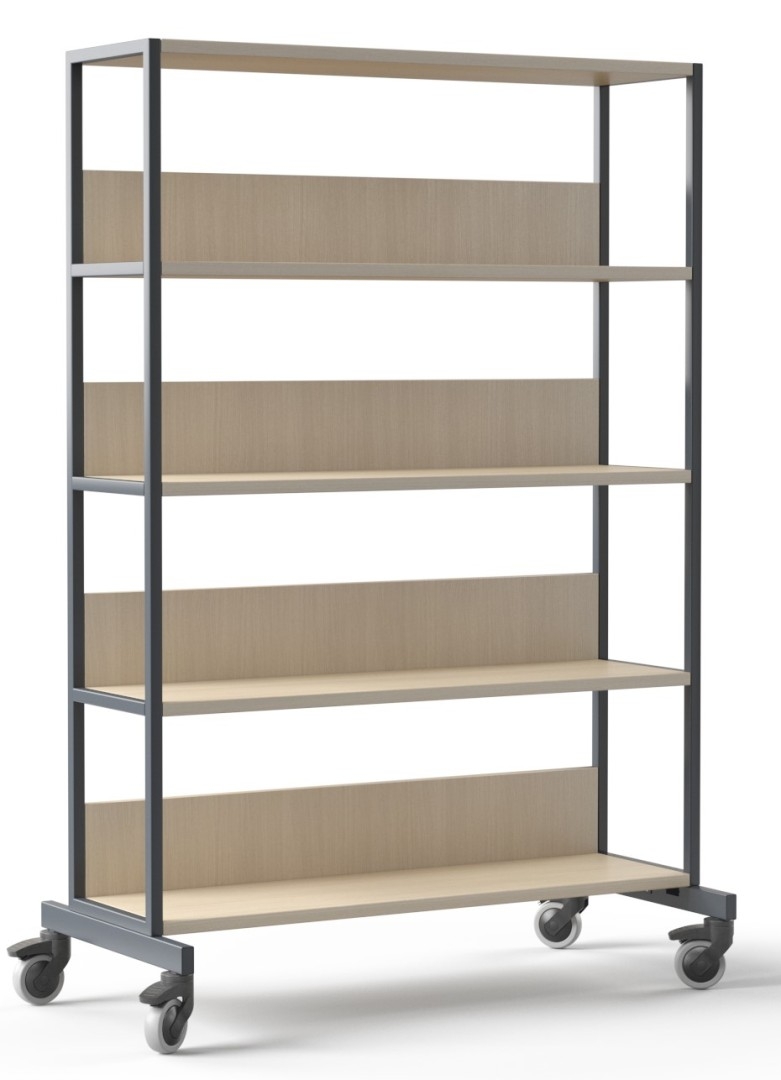 Worklab Mobile Shelving Unit w/4 Fixed Shelves & Semiopen Back