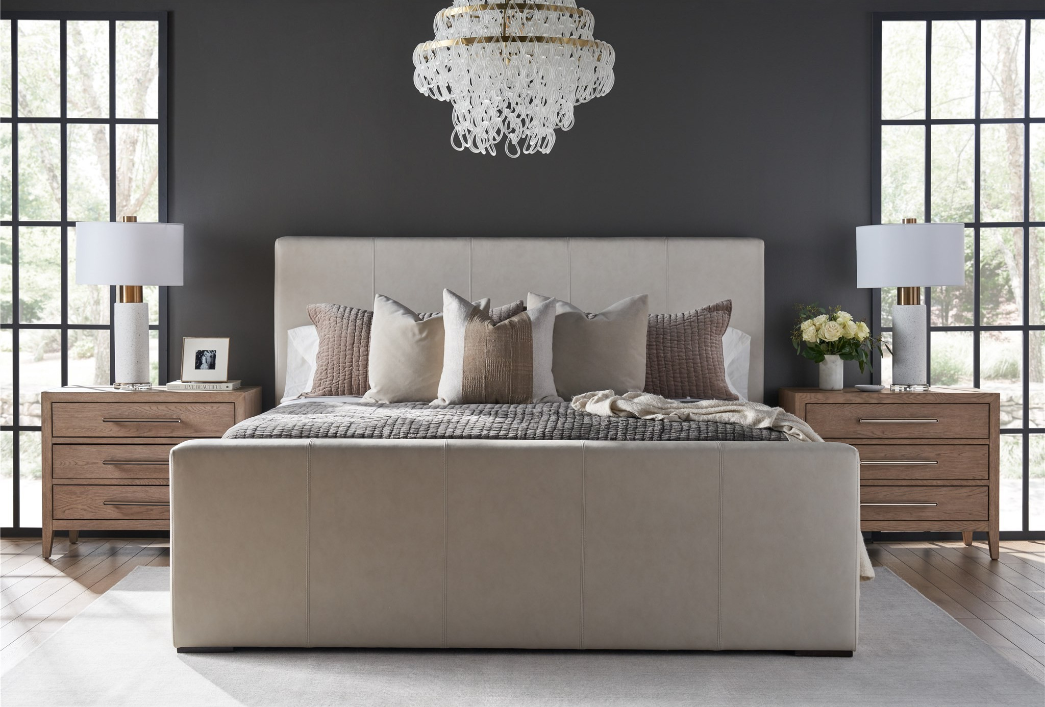 Bowie Leather Platform Bed, King Size