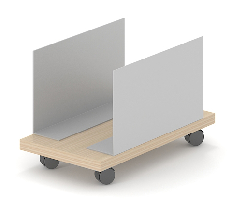 Nova Rectangular 2-Desk Bench CPU Holder on Wheels