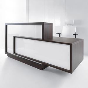 ✓ TERA Small Reception Desk w/Light Panel by MDD Office Furniture