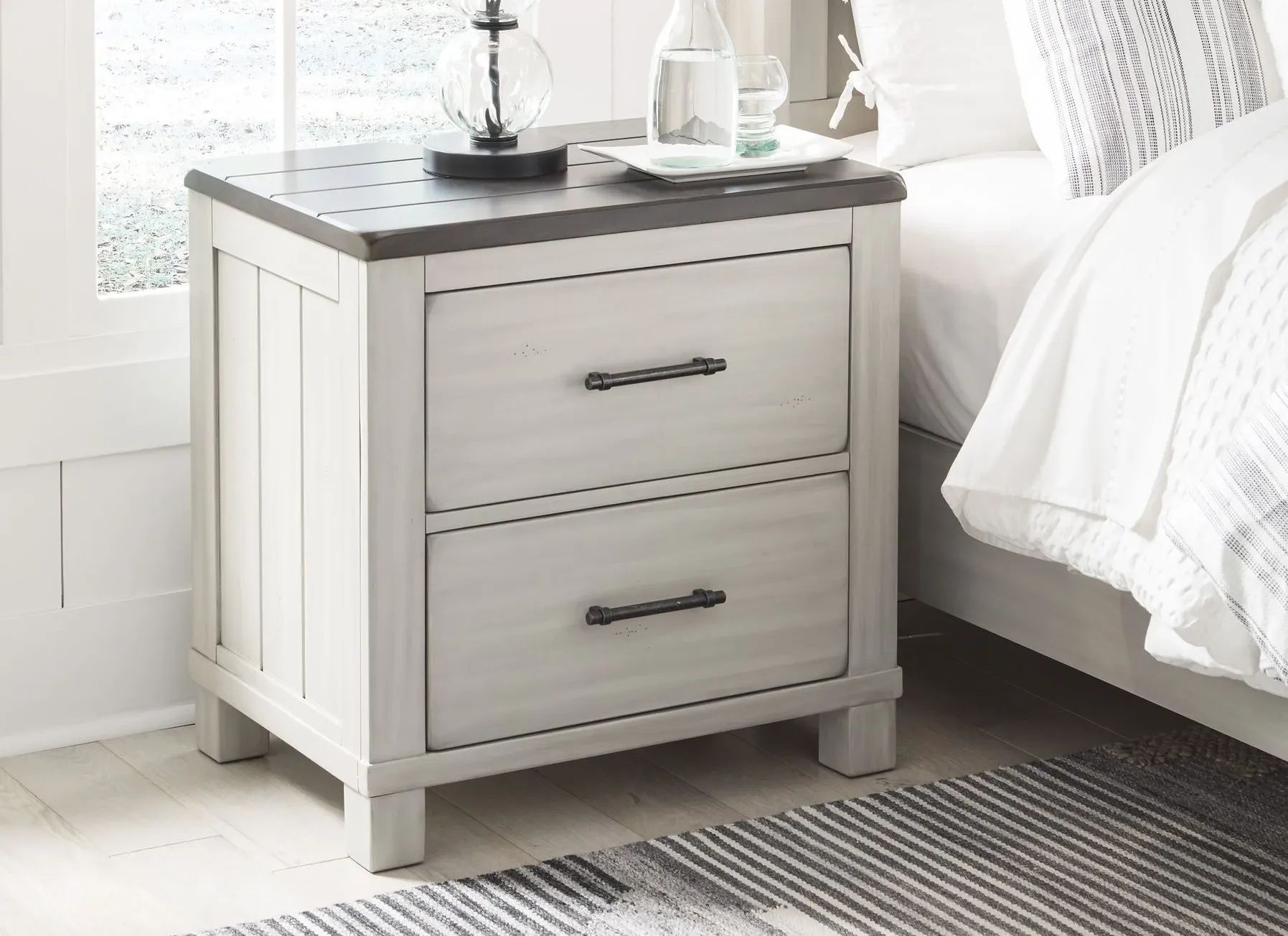 Darborn 2-Drawer Wood Veneer Nightstand with Power Supply & USB Charging Ports by Ashley Furniture